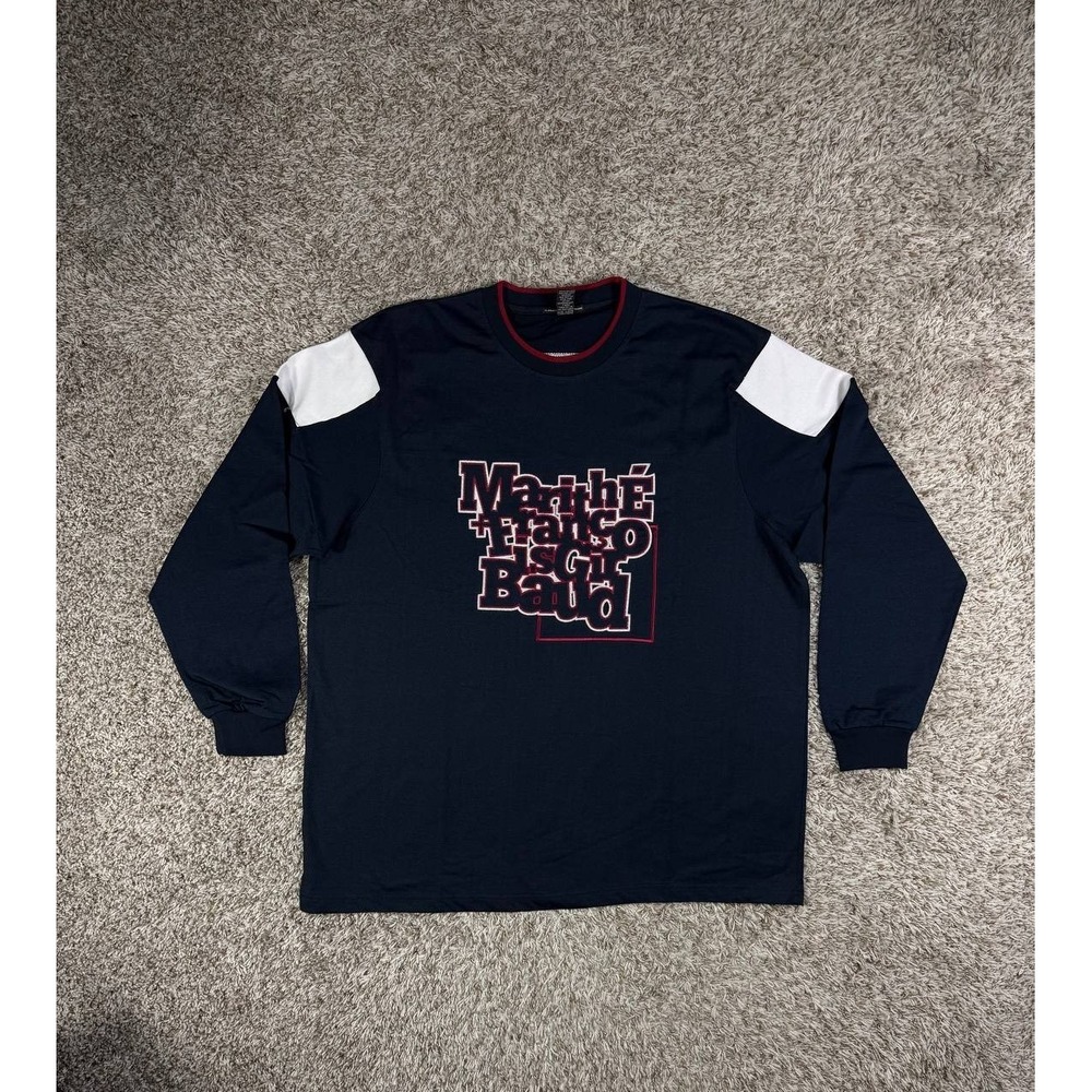 Vintage Y2K Marithé François Girbaud Navy Rugby Long Sleeve Embroidered Logo XL